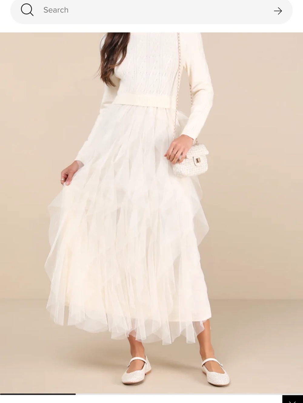 Lulu's Cream Cable Knit Top with Layered Tulle Maxi Skirt Dress - Picture 10 of 10